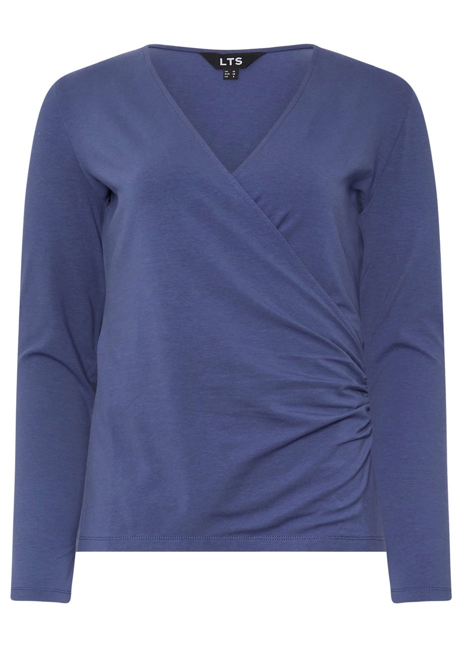 Long Tall Sally Blue Long Sleeve Wrap Top