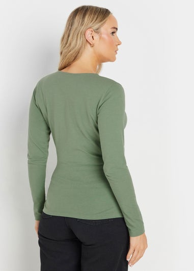 Long Tall Sally Sage Green Long Sleeve Wrap Top