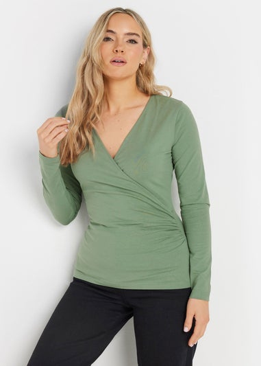 Long Tall Sally Sage Green Long Sleeve Wrap Top