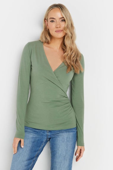 Long Tall Sally 2 Pack Sage Green & Pink Wrap Tops