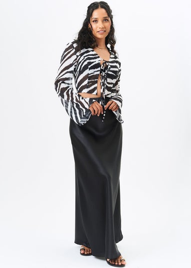 Gini London White Monochrome Chiffon Beach Shirt