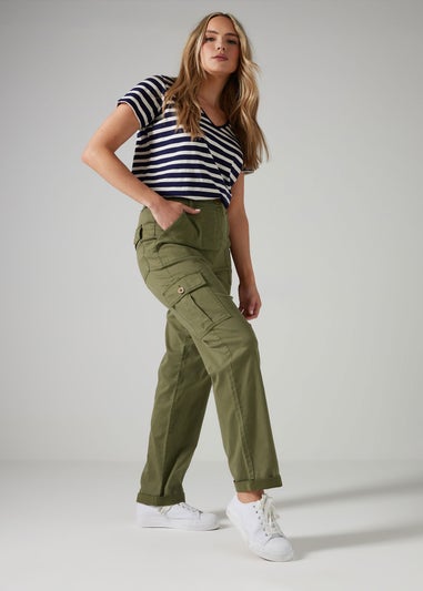 Long Tall Sally Khaki Green Cargo Chino Jeans