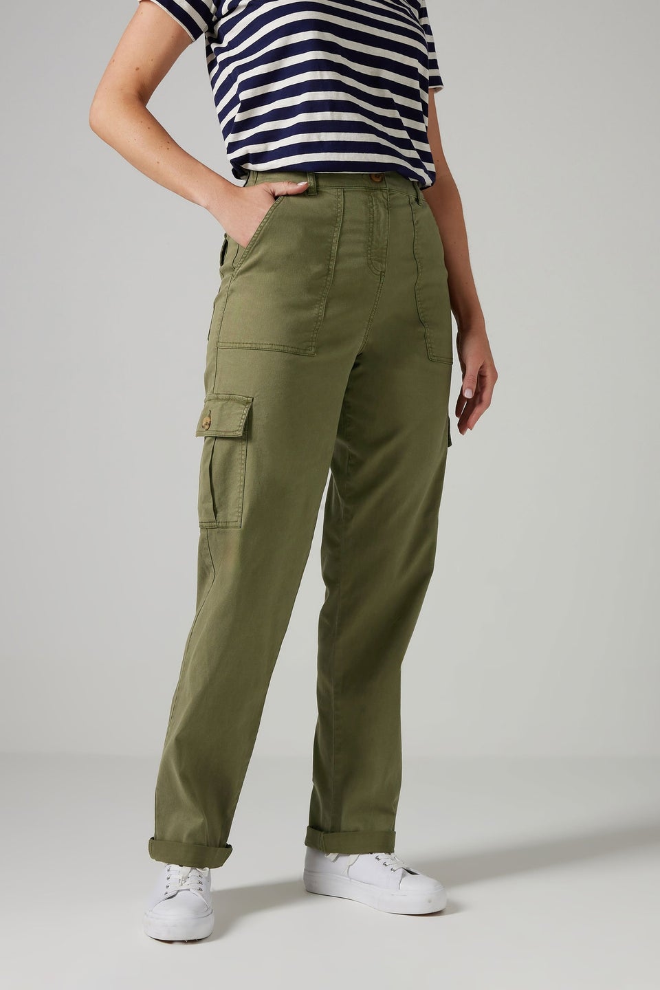 Long Tall Sally Khaki Green Cargo Chino Jeans