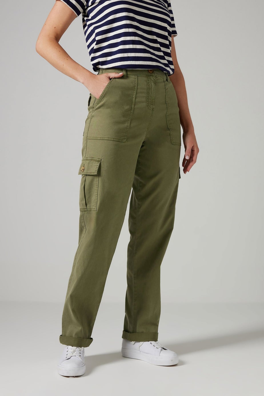 Long Tall Sally Khaki Green Cargo Chino Jeans