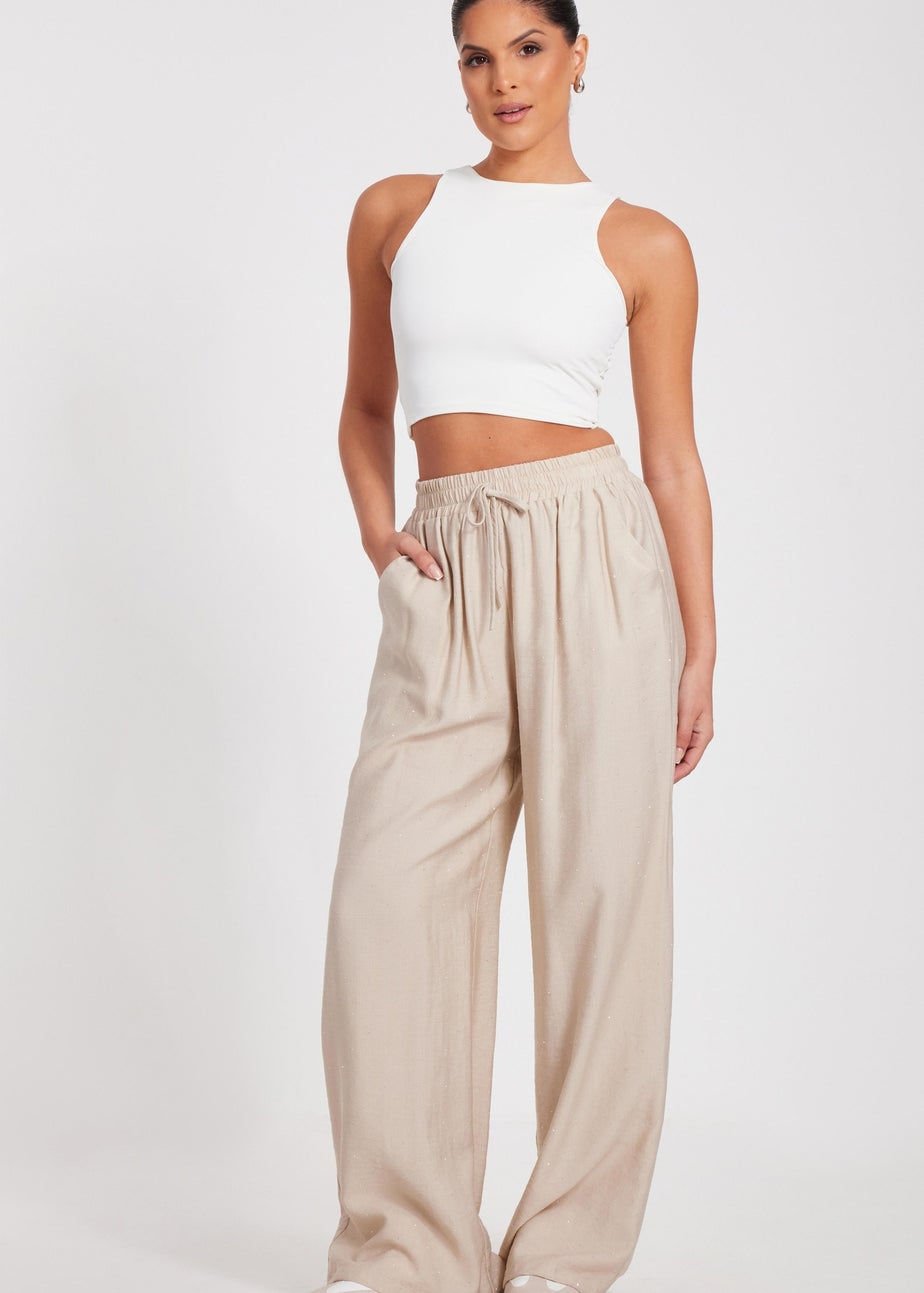 Quiz Stone Diamante Palazzo Trousers