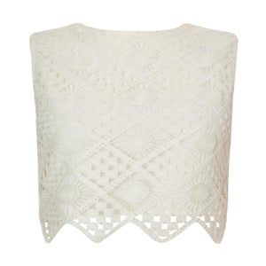 Quiz Cream Crochet Tank Top
