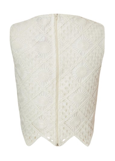 Quiz Cream Crochet Tank Top