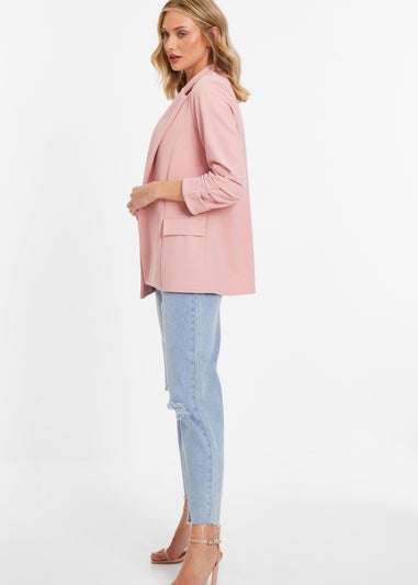 Quiz Pink Ruched Sleeve Blazer