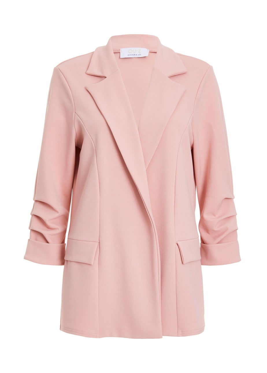 Quiz Pink Ruched Sleeve Blazer