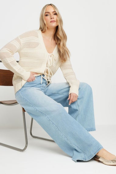 Long Tall Sally Ivory White Knit Tie Front Cardigan