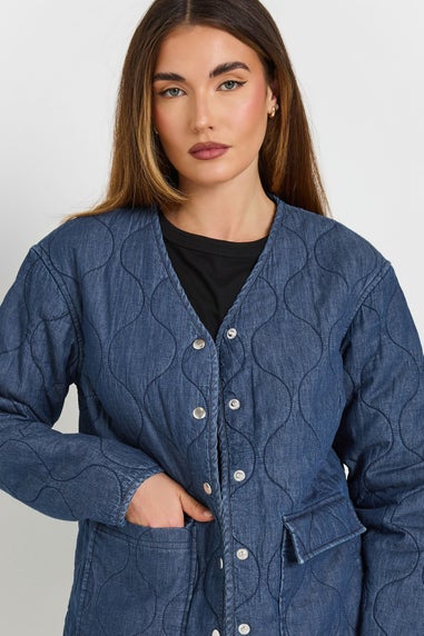 LTS Tall Dark Blue Denim Quilted Jacket