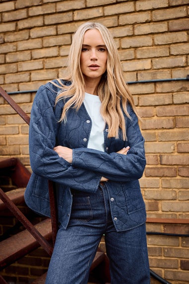 Long Tall Sally Dark Blue Denim Quilted Jacket