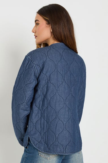 LTS Tall Dark Blue Denim Quilted Jacket