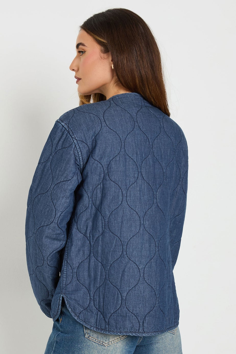 LTS Tall Dark Blue Denim Quilted Jacket