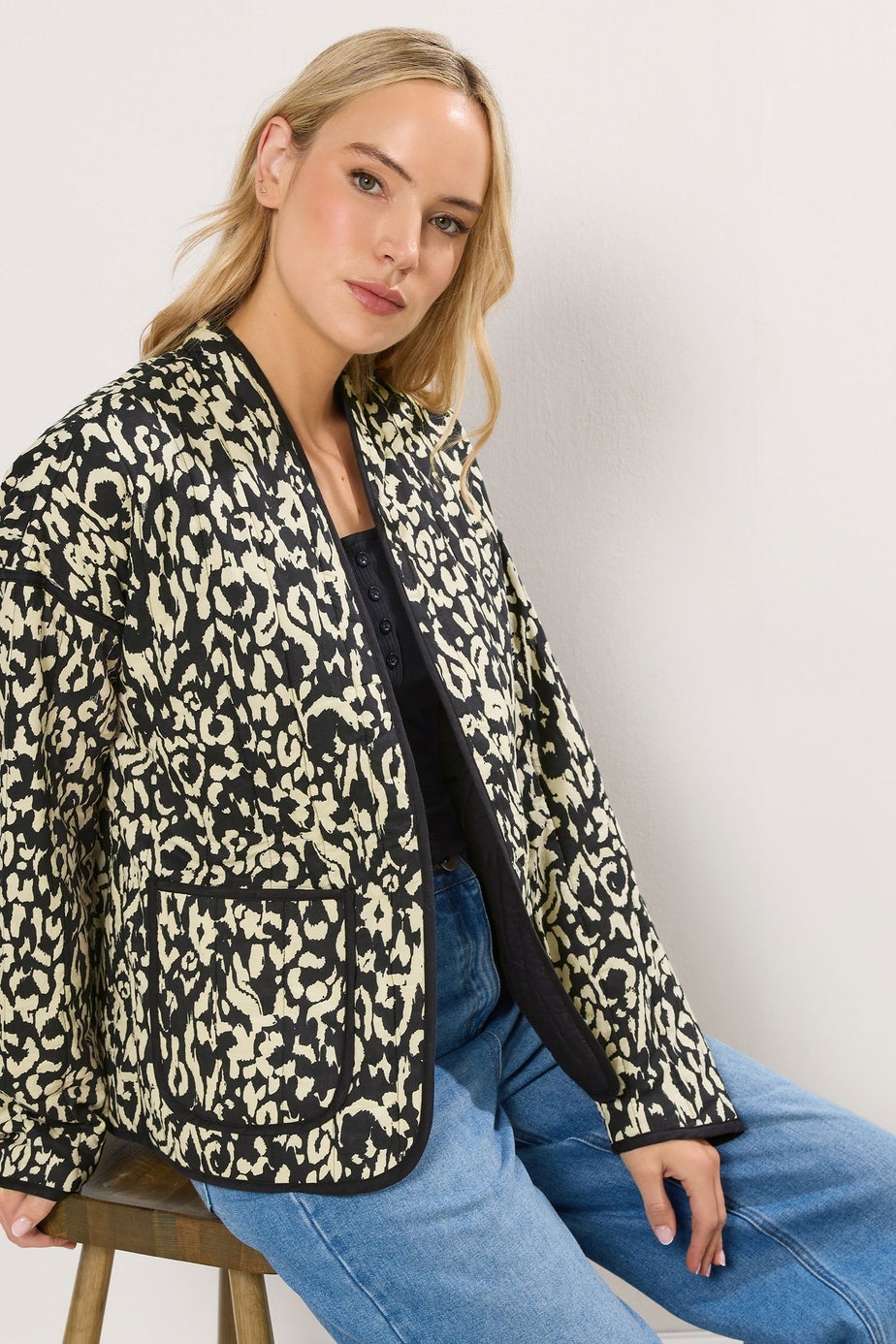 Long Tall Sally Black Abstract Quilted Jacket