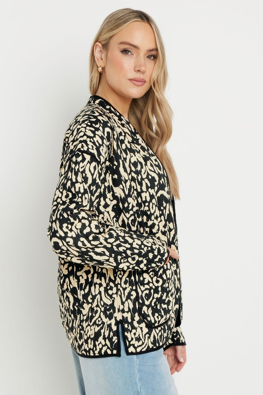 LTS Tall Black Abstract Quilted Jacket