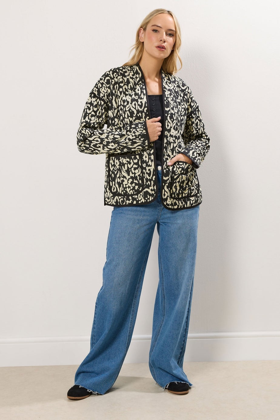 Long Tall Sally Black Abstract Quilted Jacket