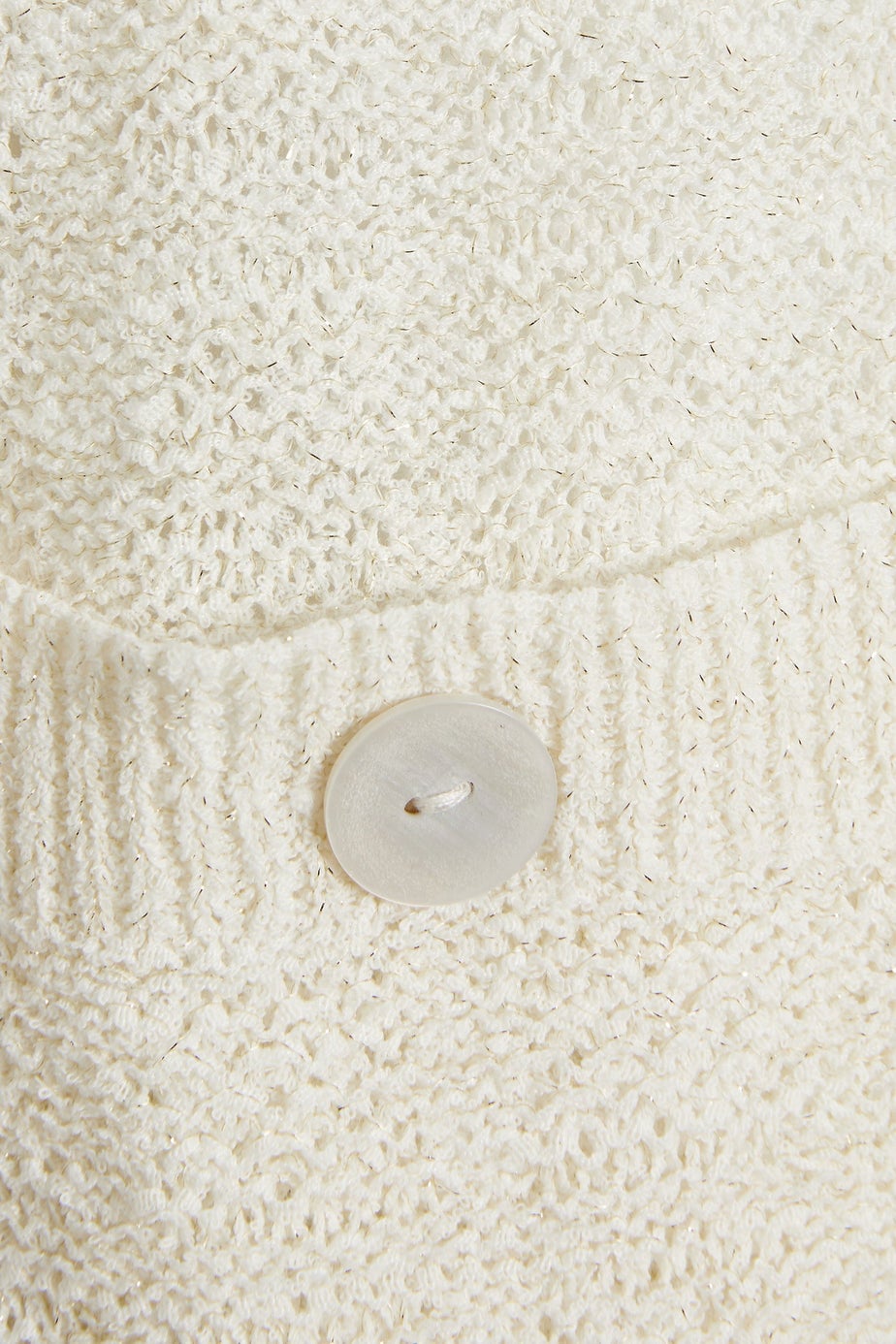 Long Tall Sally Ivory White Knitted Metallic Button Vest Top