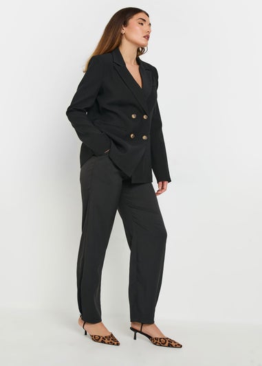 Long Tall Sally Black Pleated Barrel Leg Trousers