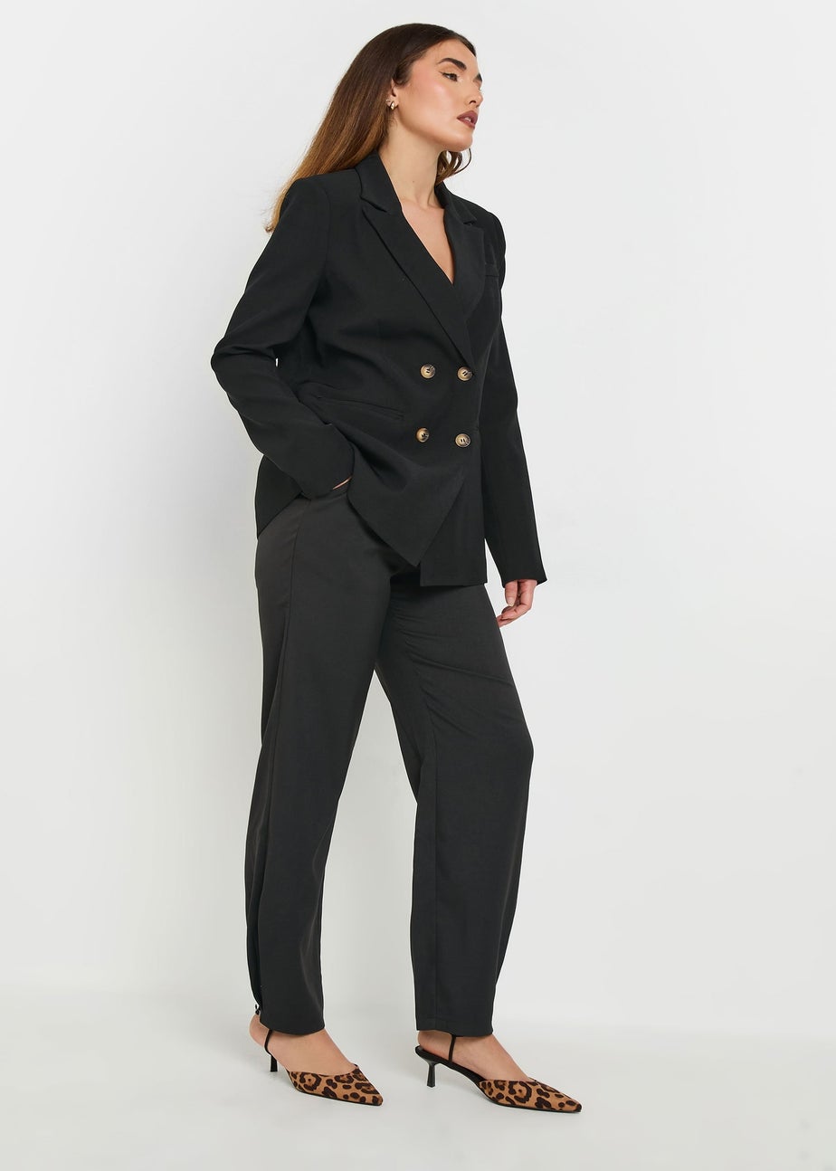 Long Tall Sally Black Pleated Barrel Leg Trousers