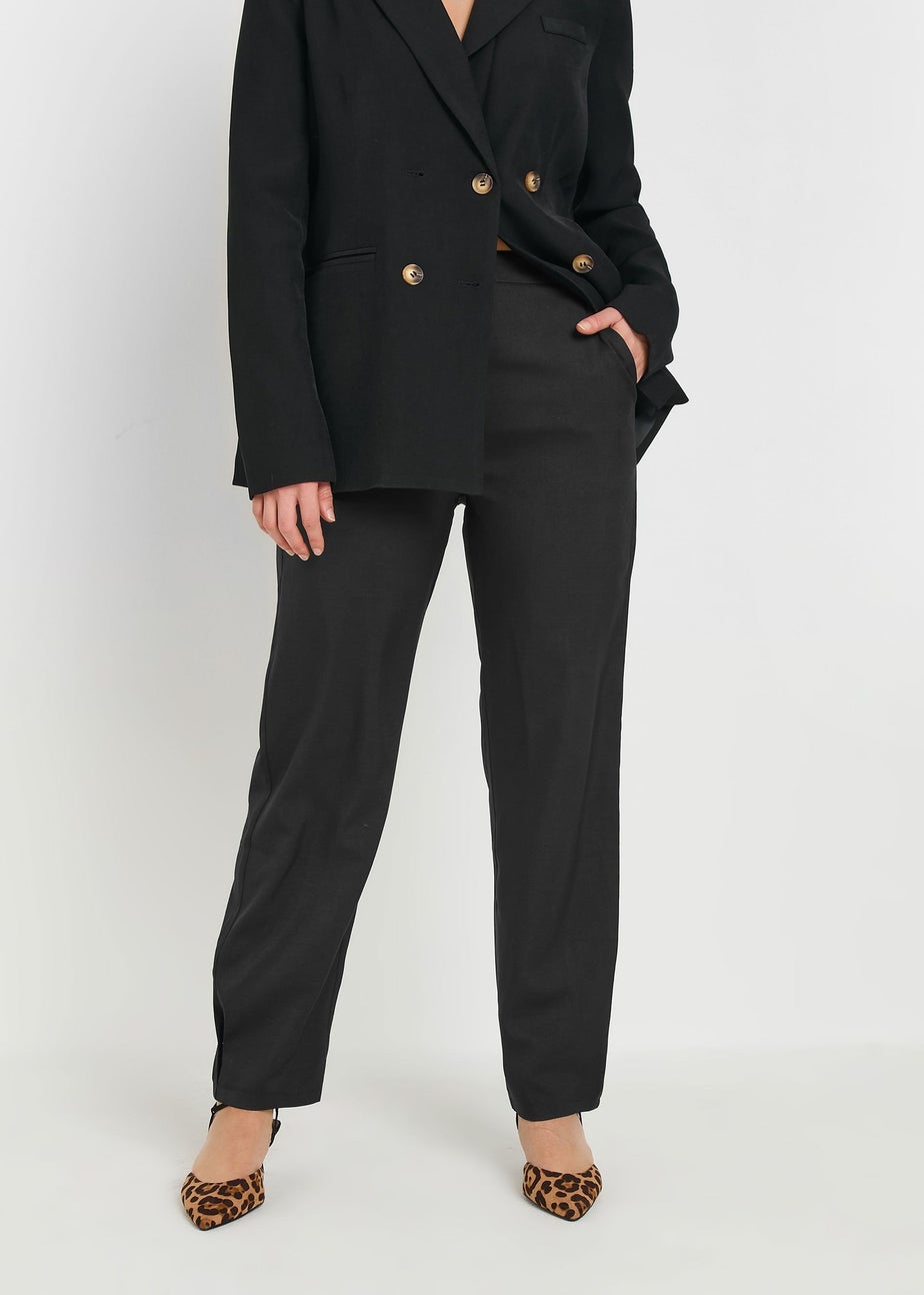 Long Tall Sally Black Pleated Barrel Leg Trousers