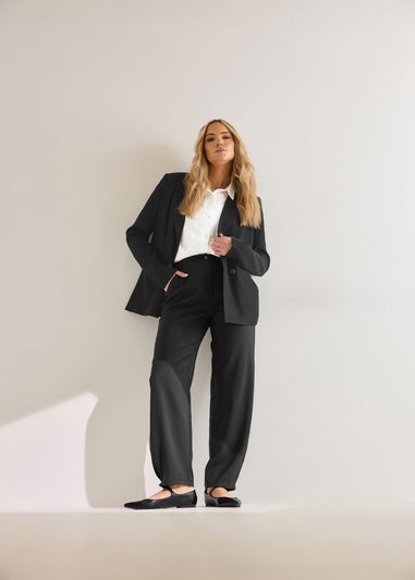 Long Tall Sally Black Pleated Barrel Leg Trousers