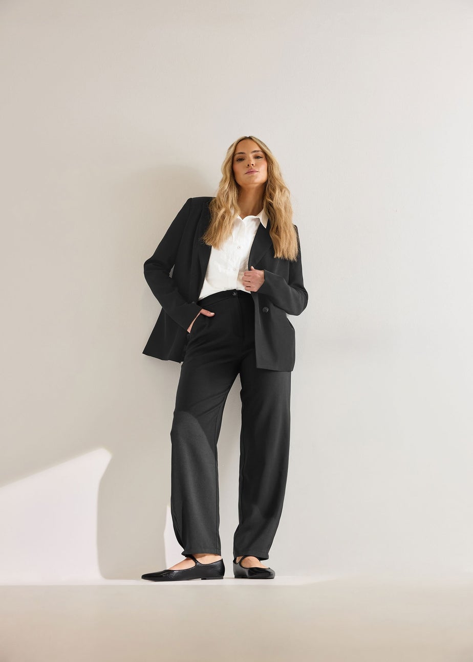 Long Tall Sally Black Pleated Barrel Leg Trousers