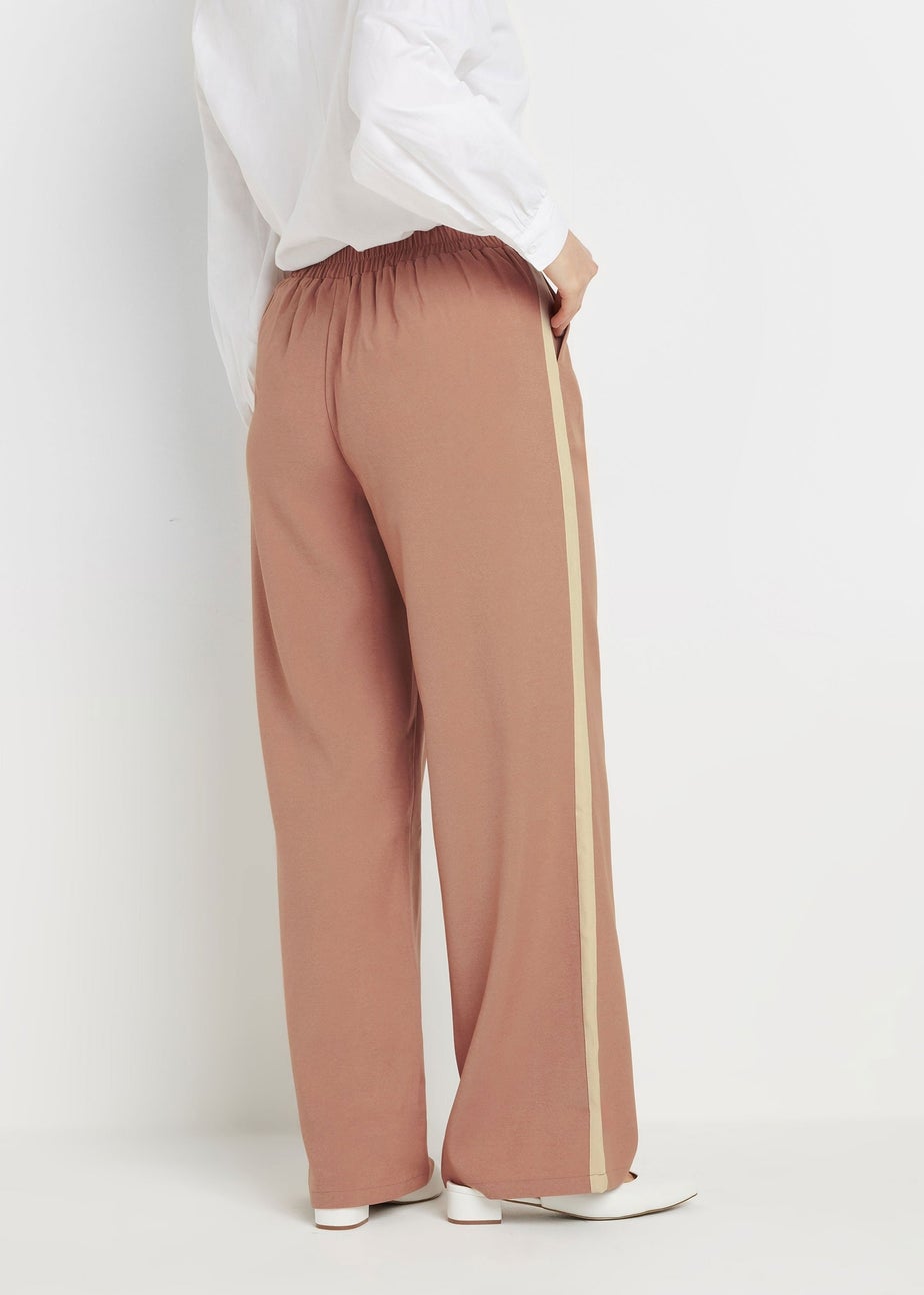 Long Tall Sally Coral Pink Contrast Stripe Wide Leg Trousers