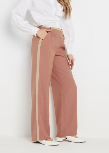 Long Tall Sally Coral Pink Contrast Stripe Wide Leg Trousers