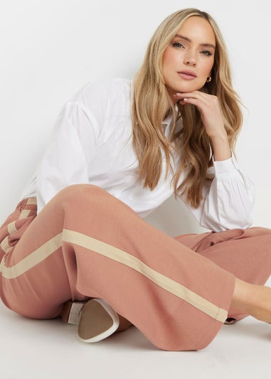 Long Tall Sally Coral Pink Contrast Stripe Wide Leg Trousers