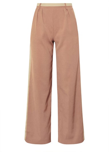 Long Tall Sally Coral Pink Contrast Stripe Wide Leg Trousers