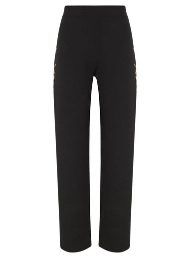 Long Tall Sally Black Leopard Print Stripe Trousers