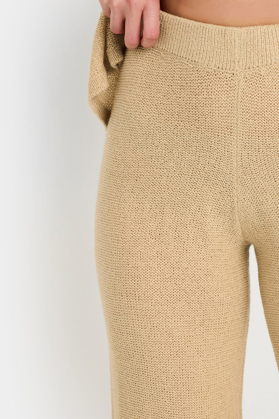 Long Tall Sally Natural Brown Knitted Wide Leg Trouser
