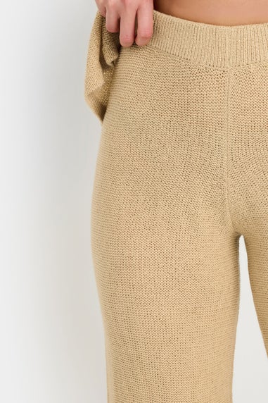 Long Tall Sally Natural Brown Knitted Wide Leg Trouser