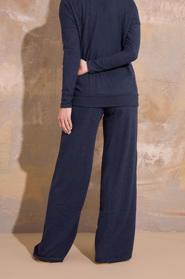 Long Tall Sally Navy Blue Soft Touch Wide Leg Trousers