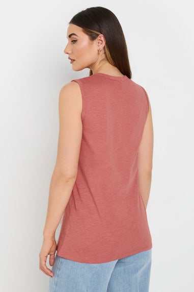 Long Tall Sally Coral Orange Cotton Henley Vest Top