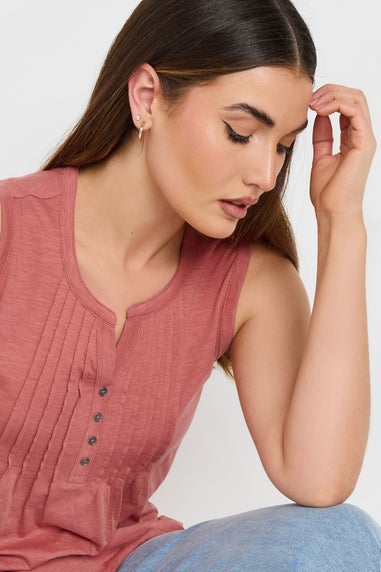 Long Tall Sally Coral Orange Cotton Henley Vest Top