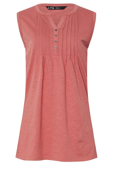 Long Tall Sally Coral Orange Cotton Henley Vest Top