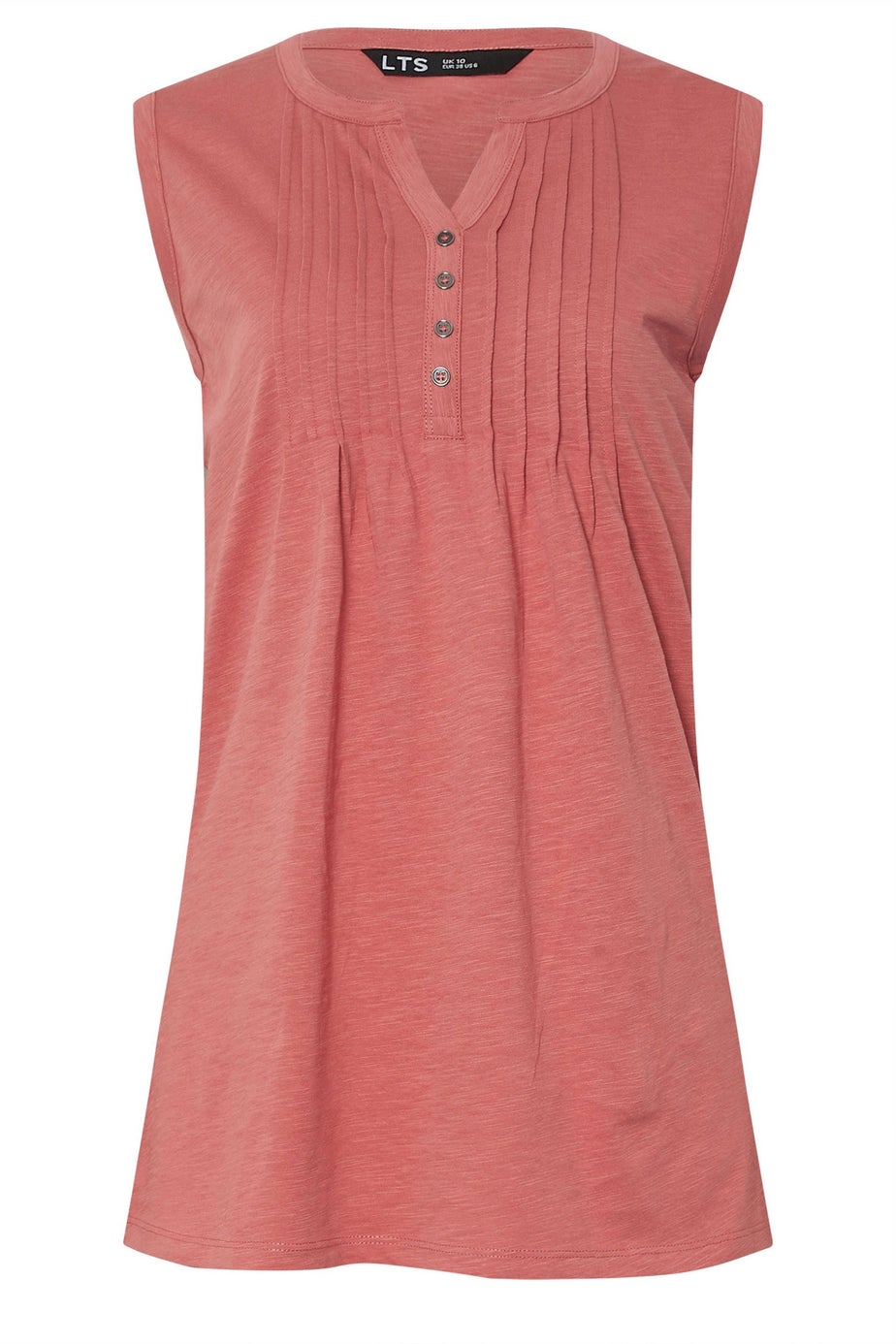 Long Tall Sally Coral Orange Cotton Henley Vest Top