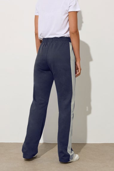 Long Tall Sally Navy Blue Side Stripe Fitted Straight Leg Joggers