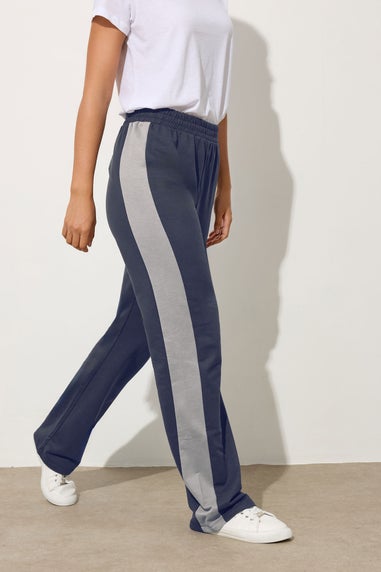Long Tall Sally Navy Blue Side Stripe Fitted Straight Leg Joggers