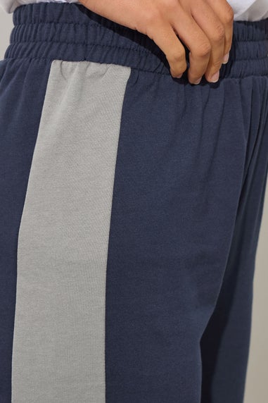 Long Tall Sally Navy Blue Side Stripe Fitted Straight Leg Joggers