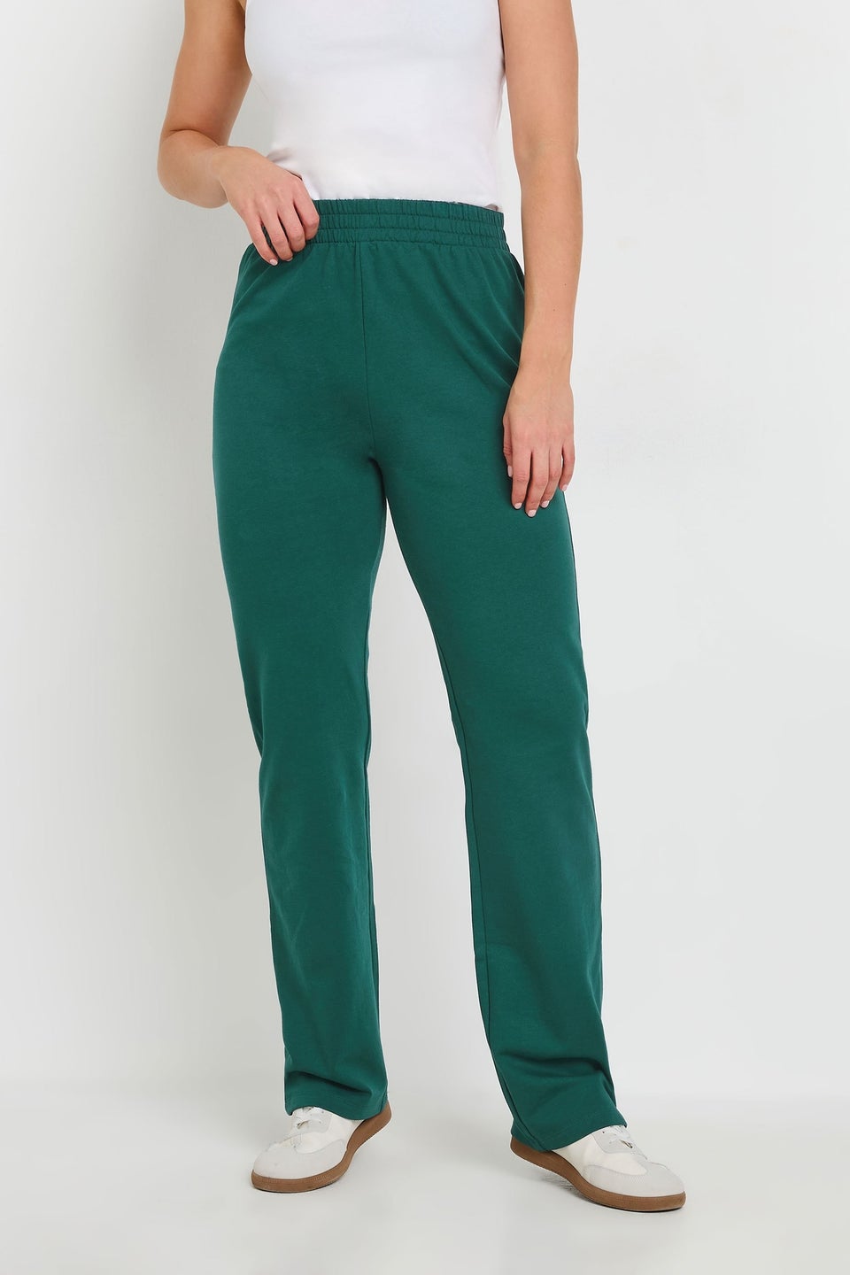 Long Tall Sally Green Jersey Fitted Straight Leg Joggers