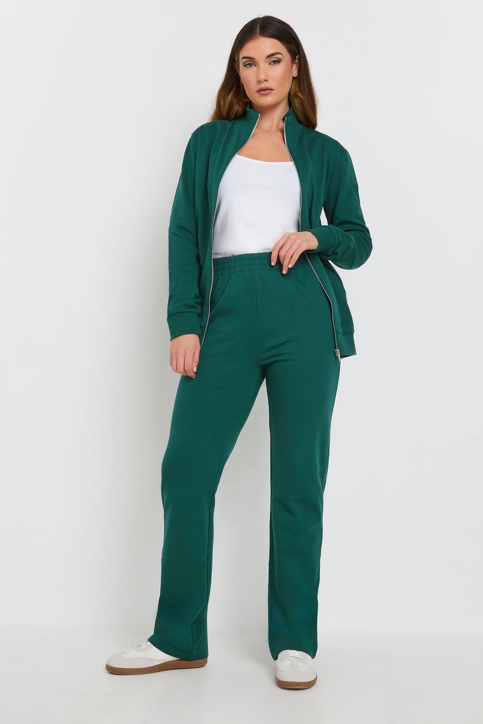 Long Tall Sally Green Jersey Fitted Straight Leg Joggers