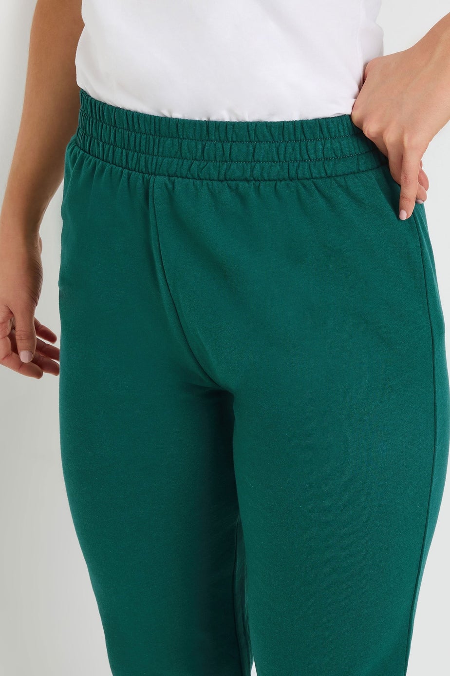 Long Tall Sally Green Jersey Fitted Straight Leg Joggers