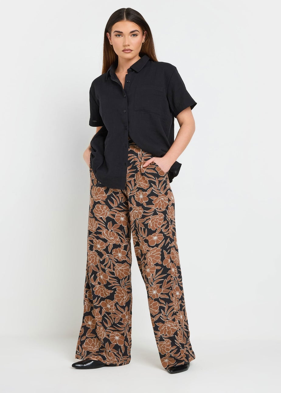 Long Tall Sally Tall Rust Orange Floral Print Wide Leg Trousers