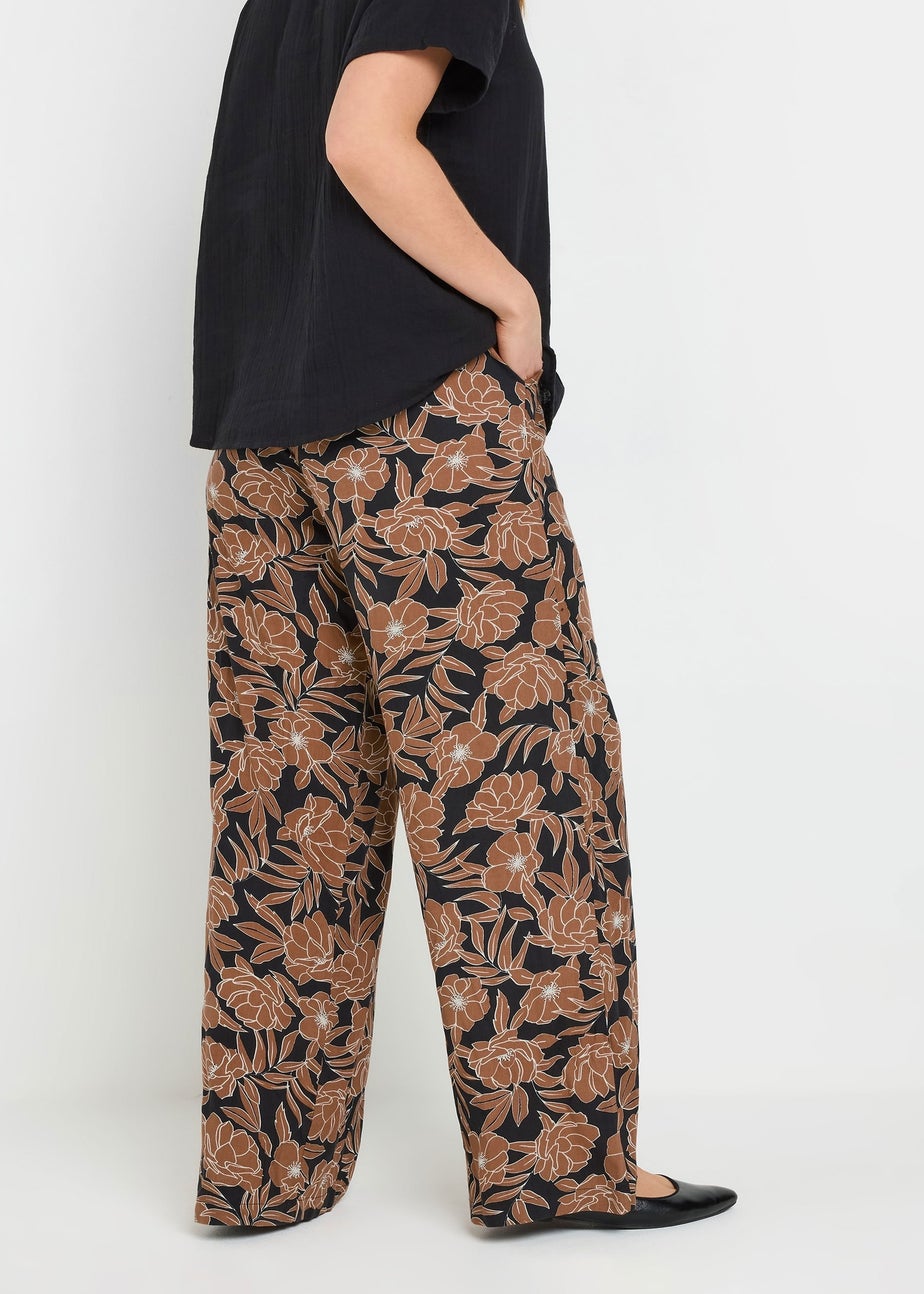 Long Tall Sally Tall Rust Orange Floral Print Wide Leg Trousers