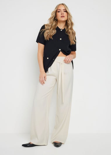 Long Tall Sally Ivory White Double Belt Tie Trousers
