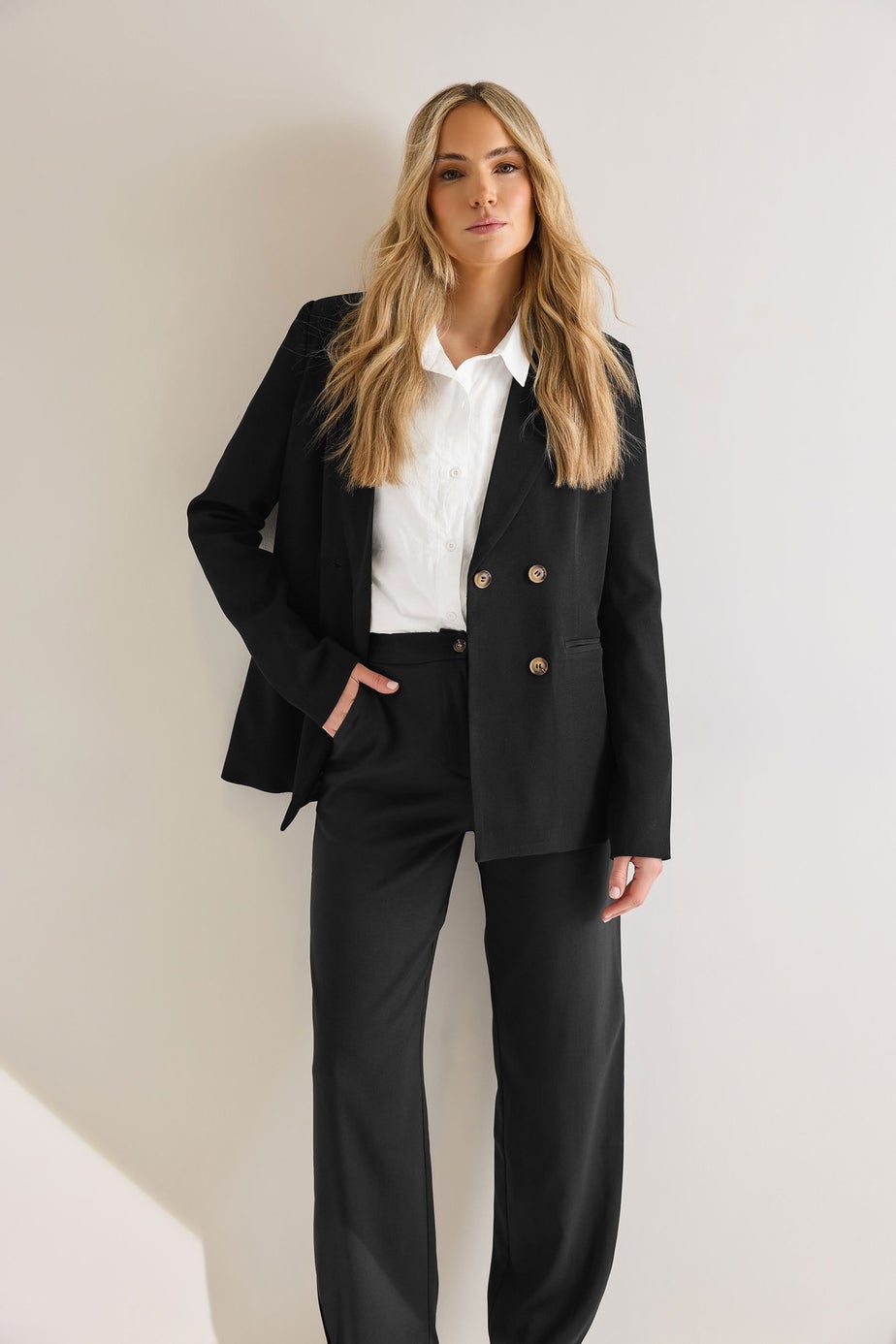 Long Tall Sally Black Double Breasted Blazer Jacket