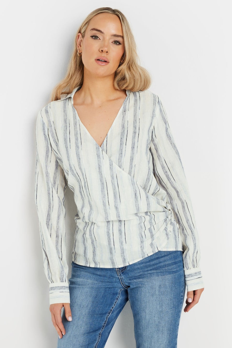 LTS Tall Light Blue Woven Wrap Shirt